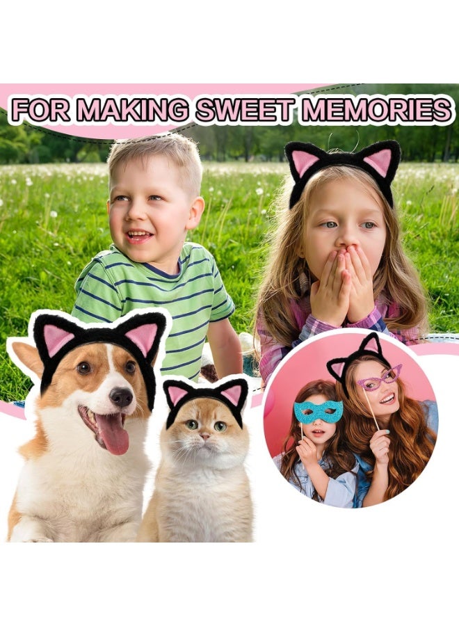 2Pcs Cat Ears Headband, Cat Ears Hairband, Soft Cat Ears Headband, Fuzzy Headband with Cat Ears, Plush Headband, for Skincare, Makeup, Yoga, and Cosplay, Adult's or Children's Photo Prop - Image 5