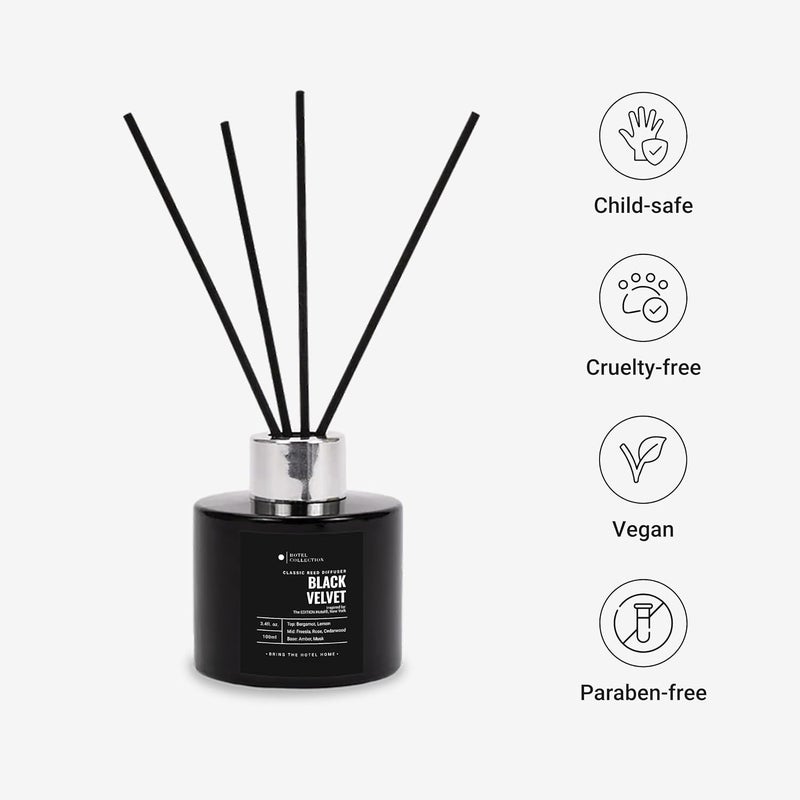 AROMA360 Black Velvet Reed Diffuser Set, Luxury Hotel Inspired Home Diffuser with Hints of Zesty Citrus, Juicy Black Fig, and Floral Rose, Lasting 4 Month Longevity, 100mL - Image 2