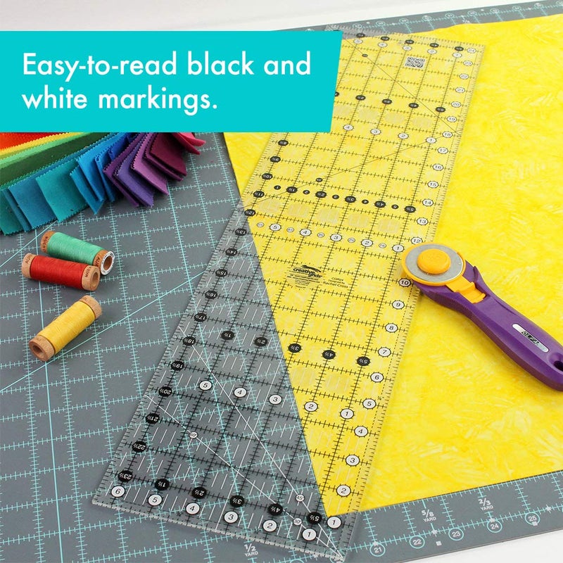 Creative Grids Quilt Ruler 6-1/2in x 24-1/2in Rectangle - CGR24 â€“ Made in USA, Non-Slip Grip Acrylic Quilting, Sewing, Crafting, Patchwork Ruler for Measuring & Cutting Fabric - Image 4