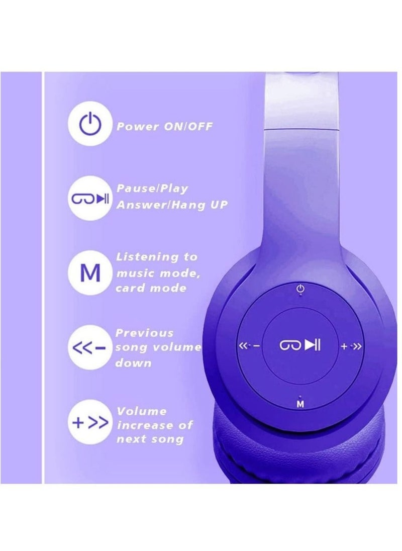 P47 - CAT EAR-P47M-Wireless cat ear headphone that supports Bluetooth connectivity-RGP lighting- AUX-TF- Radio- Very pure Hi-Fi sound with built-in microphone-Elegant design with the highest materials - Image 1