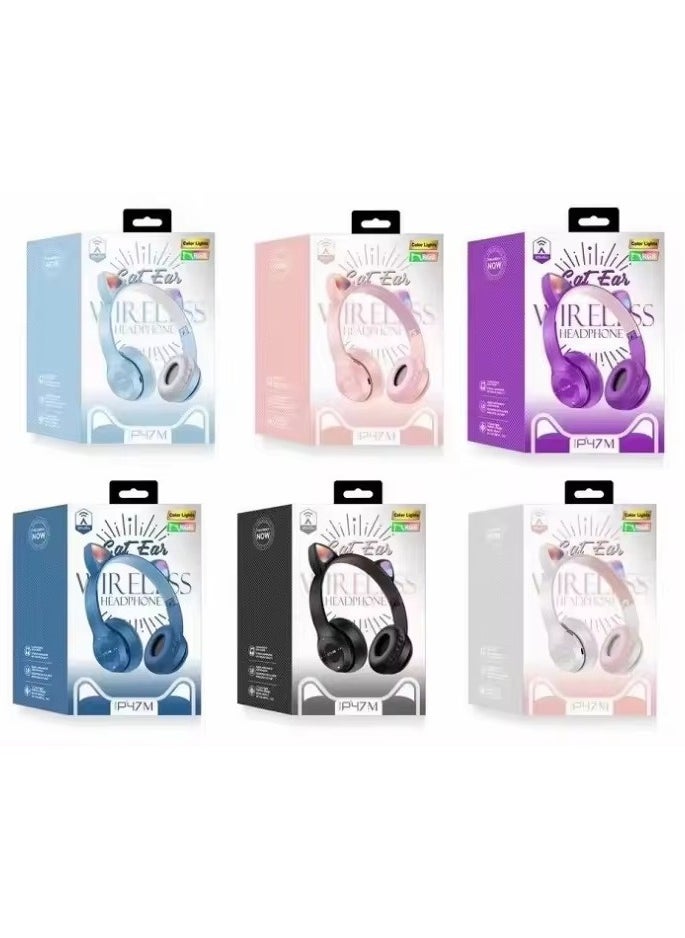 P47 - CAT EAR-P47M-Wireless cat ear headphone that supports Bluetooth connectivity-RGP lighting- AUX-TF- Radio- Very pure Hi-Fi sound with built-in microphone-Elegant design with the highest materials - Image 1