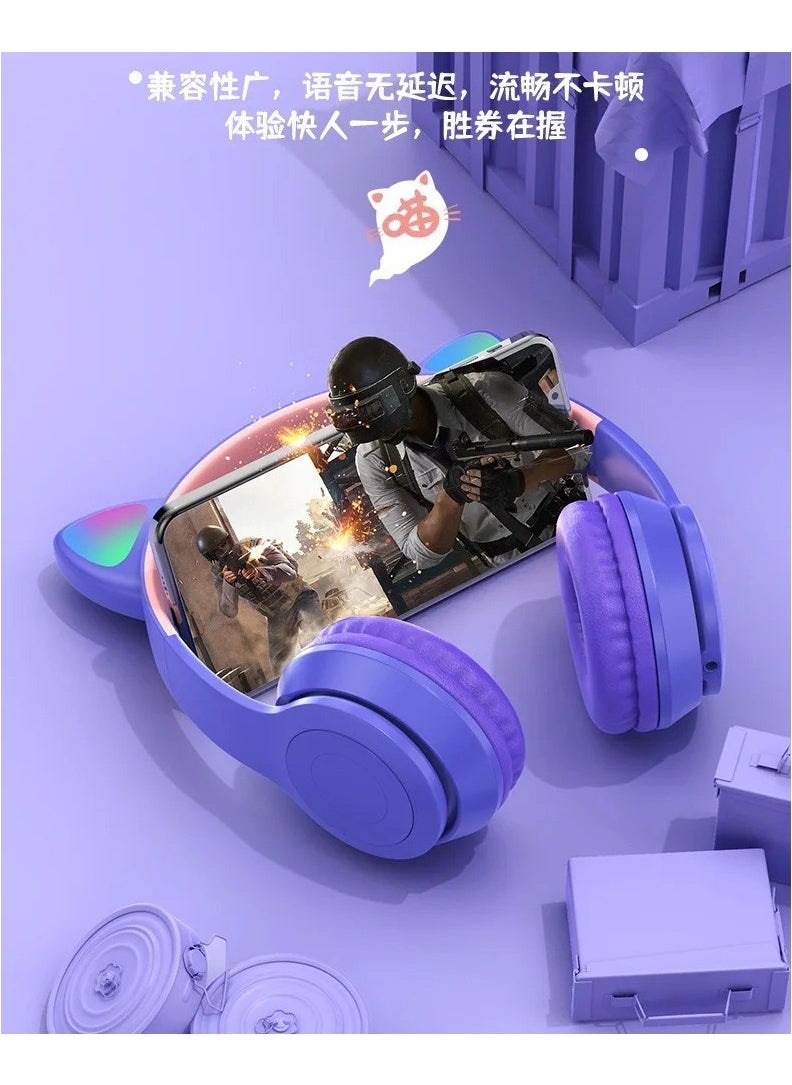 P47 - CAT EAR-P47M-Wireless cat ear headphone that supports Bluetooth connectivity-RGP lighting- AUX-TF- Radio- Very pure Hi-Fi sound with built-in microphone-Elegant design with the highest materials - Image 1