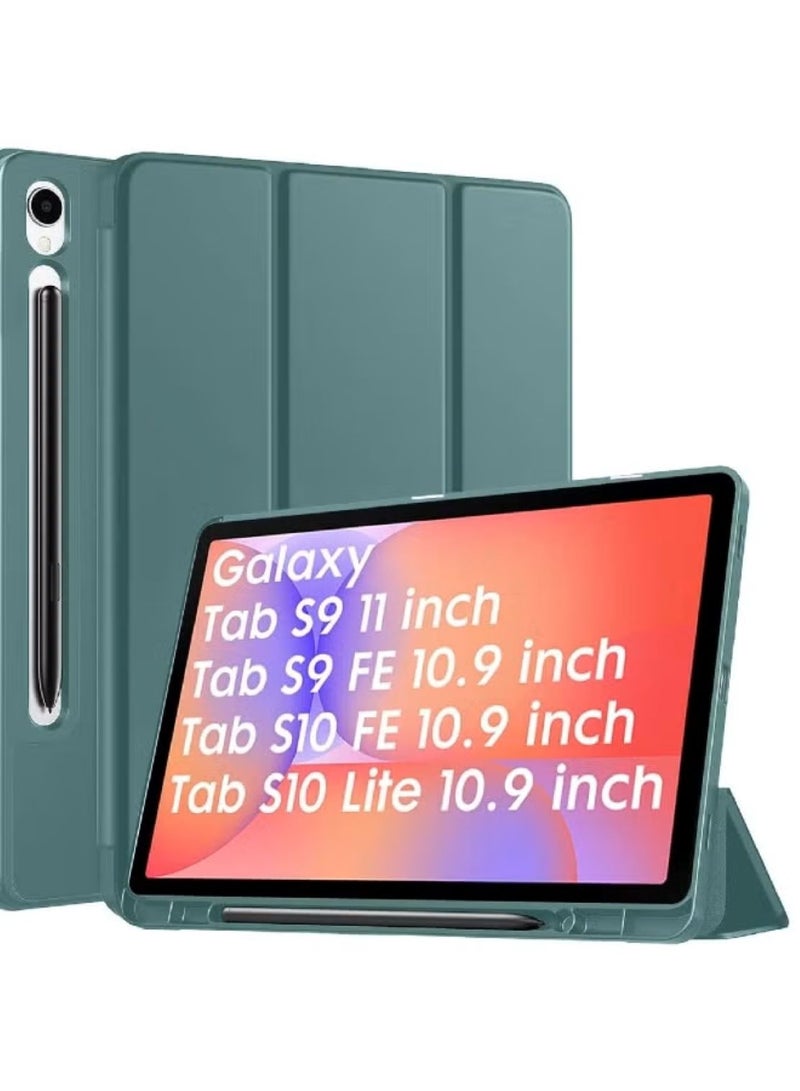 ZOOMEE Cover for Samsung Galaxy Tab S10 Lite 10.9" / Tab S9 FE/Tab S10 FE/Tab S9 11" with [S Pen Holder], Flip Case for Samsung Tab S10 Lite /S10/S9 FE Tablet Cover [Auto Sleep Wake] - Dark Green - Image 1