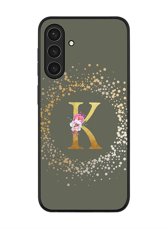 For Samsung Galaxy A17 / A17 4G Case,Slim fit Camera Protection, Shockproof Thin Phone cover  - Custom Monogram Floral - K  (Olive Green )