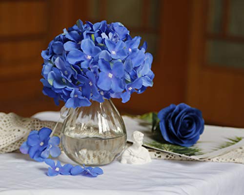 DuHouse Artificial Hydrangea Silk Flower Heads with Stem Fake Royal Blue Hydrangea Flowers for Wedding Home Garden Centerpiece Pack of 6(Royal Blue) - Image 3