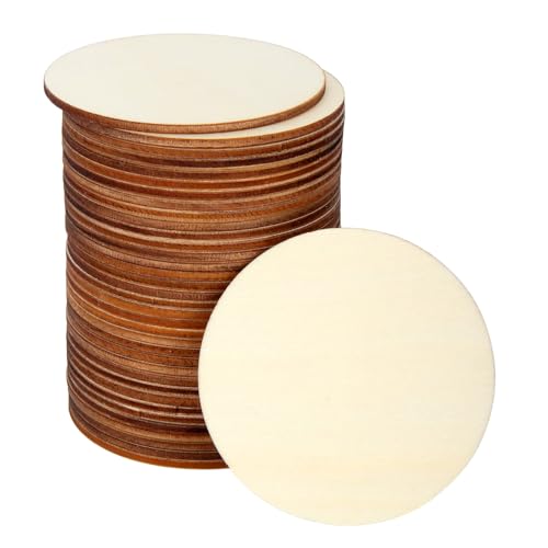 Blisstime Unfinished Wood Circles for Crafts, Wood Rounds for Crafts, Round Discs for Painting, Writing, DIY Supplies, Engraving and Carving, Home Decorations (3" 36 Pcs) - Image 1