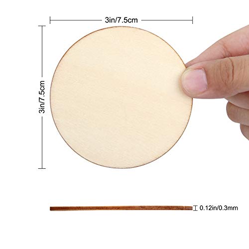 Blisstime Unfinished Wood Circles for Crafts, Wood Rounds for Crafts, Round Discs for Painting, Writing, DIY Supplies, Engraving and Carving, Home Decorations (3" 36 Pcs) - Image 2