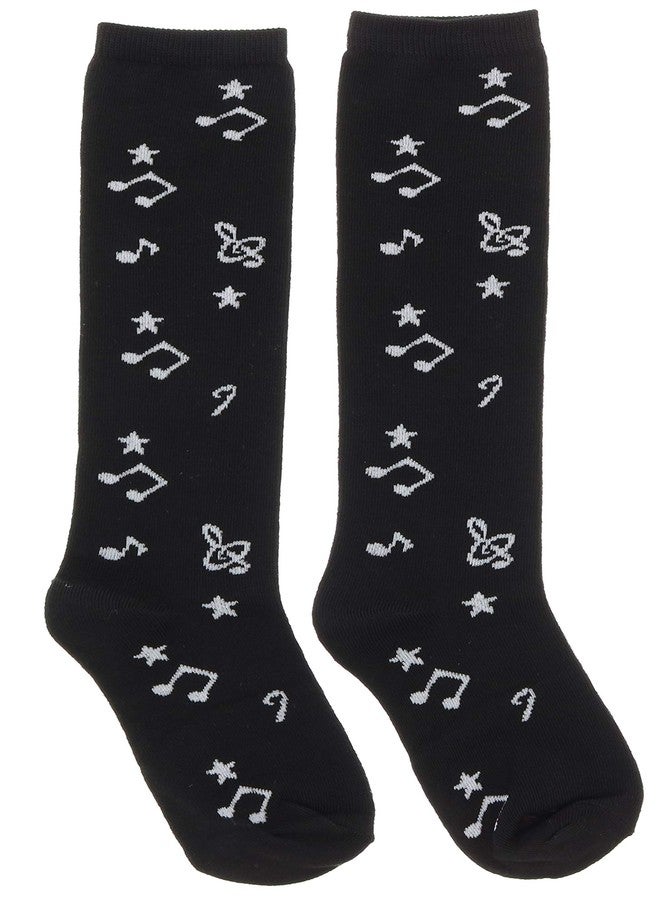 EverBright Women's Black White Music Notes, Piano Keys, Instruments Knee High Socks, (3Pr) Size 9-11 - Image 4