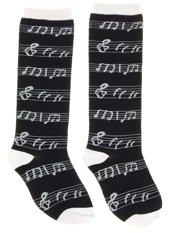 EverBright Women's Black White Music Notes, Piano Keys, Instruments Knee High Socks, (3Pr) Size 9-11 - Image 3