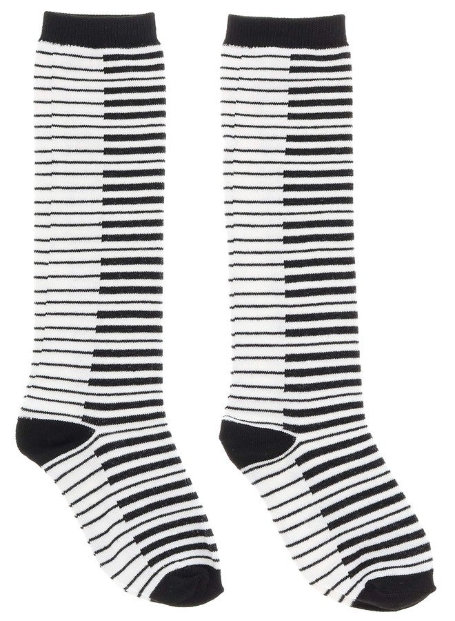 EverBright Women's Black White Music Notes, Piano Keys, Instruments Knee High Socks, (3Pr) Size 9-11 - Image 2
