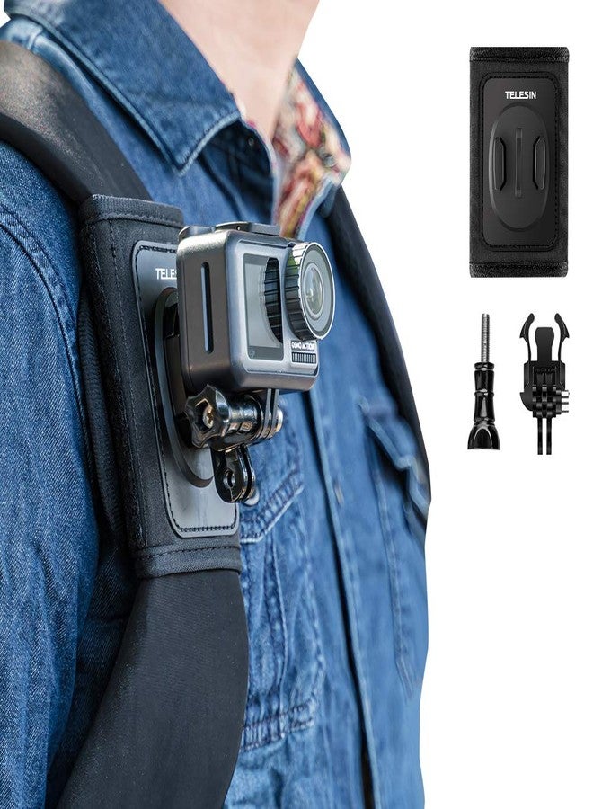 OAHU Compatible Backpack Shoulder Strap Mount for Camera, Adjustable Shoulder Pad & Strap Holder Attached for GoPro Hero/Fusion/Session, Polaroid, Xiaomiyi, SJCAM (Backpack Strap Mount) - Image 1