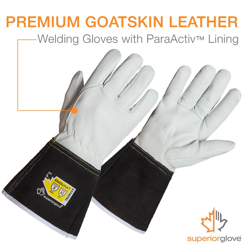 Superior Glove Precision Arc Goatskin Leather TIG Welding Gloves with ParaActiv Liner Cut Protection 370GFKLL (1 Pair Work Gloves) Medium - Image 2