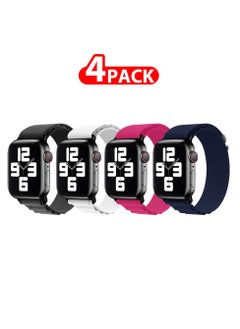 4 Pack Of Apple Watch Alpine Loop Band 38mm 40mm 41mm Women Men Adjustable with Metal G-Hook Strap for iWatch Series 7/SE/6/5/4/3/2/1 Multicolour