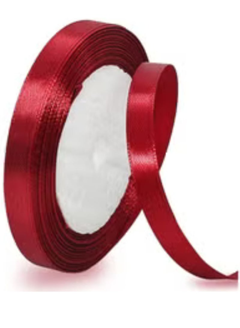 شريط ساتان عنابي، شريط بوليستر من القماش مقاس 12 مم × 25 ياردة لتغليف الهدايا، هدايا الحفلات، زينة الزفاف، صناعة القوس، الباقات، مشاريع الخياطة واللوازم الحرفية - Image 1