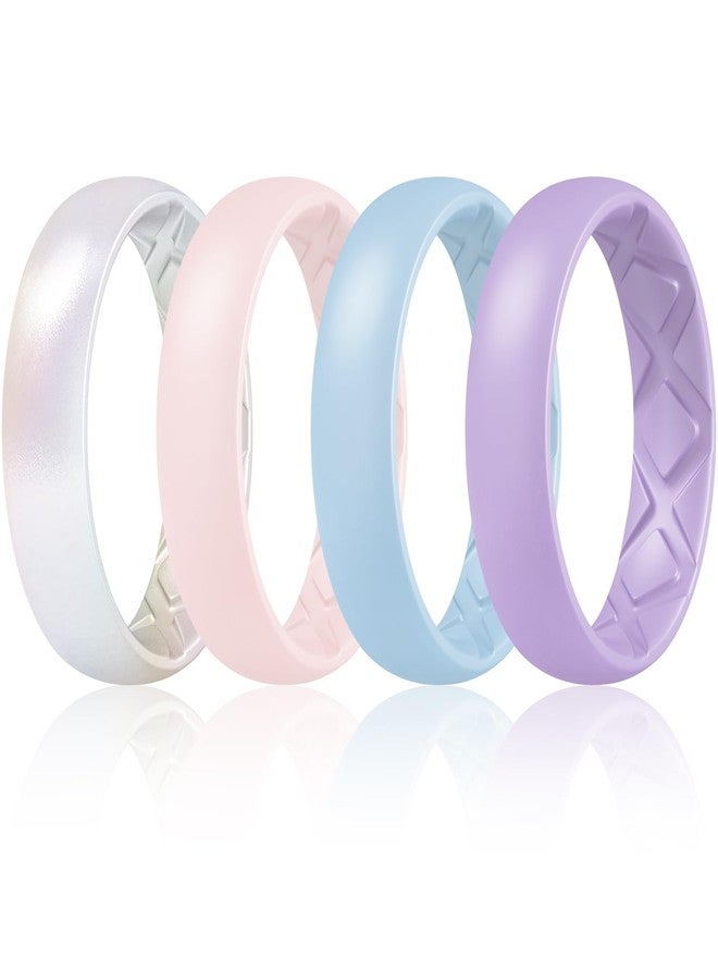 Egnaro Women's Silicone Engagement Rings, 5.5mm Wide 2mm Thick Rubber Bands Flexible For Workout - Image 1