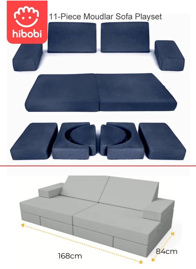hibobi - Kid 11-Piece Modular Sofa - Large Creative Play Couch, Promotes Children's Creativity and Motor Skills, Multi-Functional for All Ages, Doubles as Play Toy and Comfortable Seating - Image 1