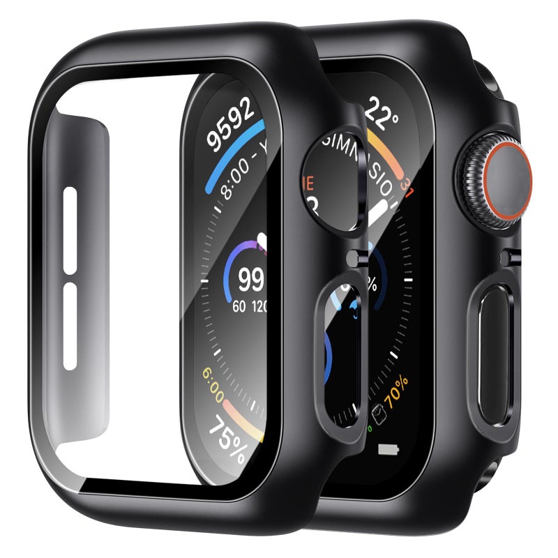 idudu Case for Apple Watch Screen Protector SE 3(2025)/SE 2 Series 4 5 6 44mm Built-in HD Tempered Glass | Slim Guard Bumper | Full Coverage Protective | Hard PC Face Cover Compatible iWatch (2 Pack) - Image 1