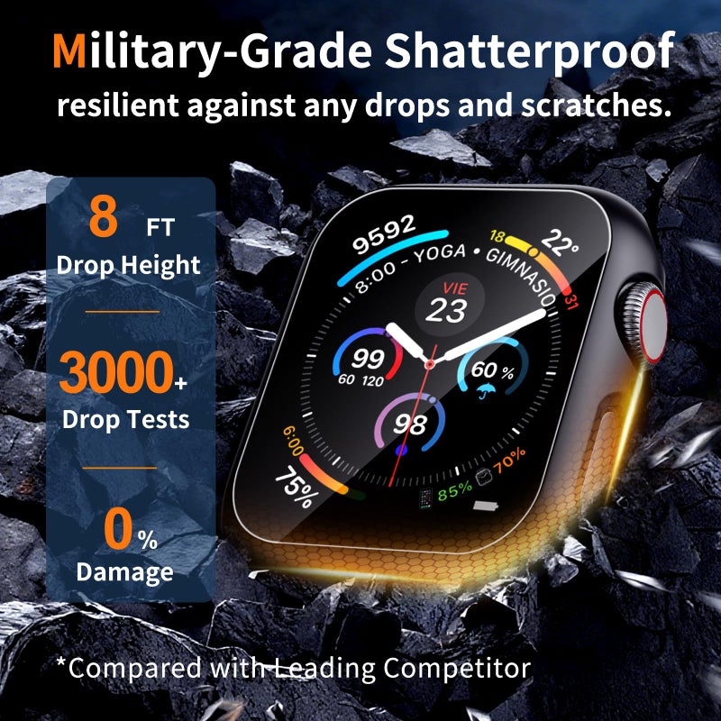 idudu Case for Apple Watch Screen Protector SE 3(2025)/SE 2 Series 4 5 6 44mm Built-in HD Tempered Glass | Slim Guard Bumper | Full Coverage Protective | Hard PC Face Cover Compatible iWatch (2 Pack) - Image 4