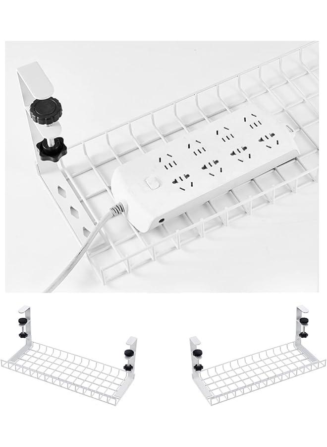 promass Under Desk Cable Management Tray, 50cm No Drill Under Table Cable Organizer, Wire Management Tray, Cord Cable Management Rack, Steel Cable Basket for Home/Office (50cm, White) - Image 1