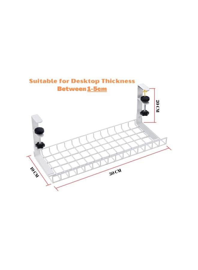 promass Under Desk Cable Management Tray, 50cm No Drill Under Table Cable Organizer, Wire Management Tray, Cord Cable Management Rack, Steel Cable Basket for Home/Office (50cm, White) - Image 4