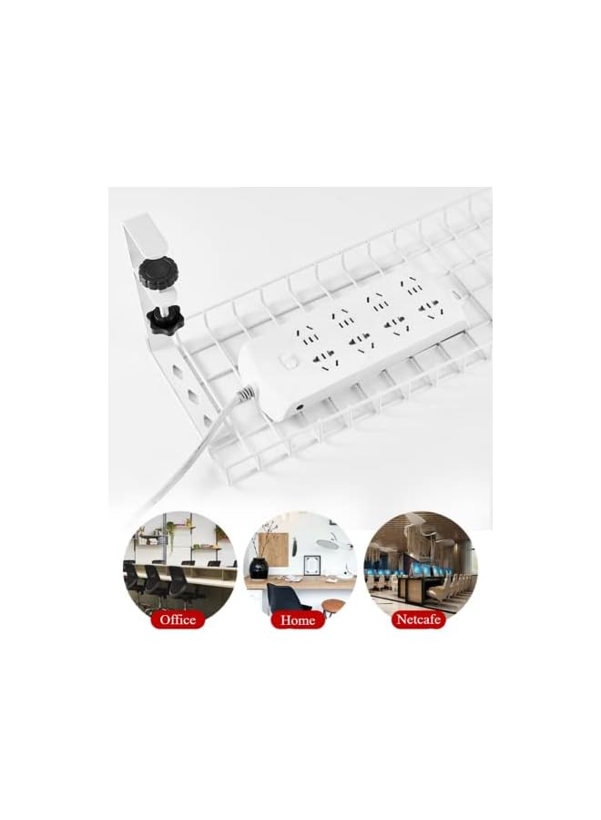 promass Under Desk Cable Management Tray, 50cm No Drill Under Table Cable Organizer, Wire Management Tray, Cord Cable Management Rack, Steel Cable Basket for Home/Office (50cm, White) - Image 3