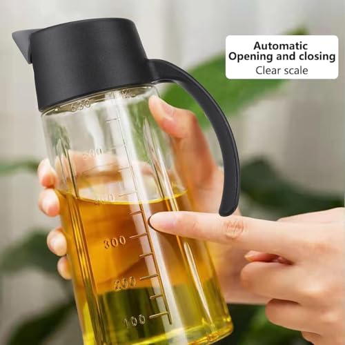 MUAC 650ml Glass Oil and Vinegar Dispenser Bottle with Automatic Opening and Closing |Free Spot Measuring Oil Dispenser Bottle for Pouring Olive Oil, Vinegar, Soya Sauce, etc. - Image 5