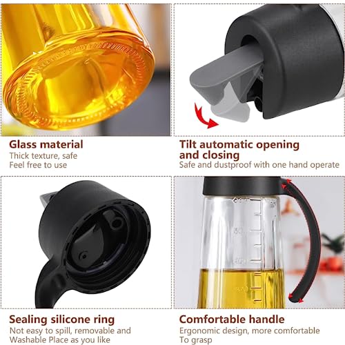 MUAC 650ml Glass Oil and Vinegar Dispenser Bottle with Automatic Opening and Closing |Free Spot Measuring Oil Dispenser Bottle for Pouring Olive Oil, Vinegar, Soya Sauce, etc. - Image 4