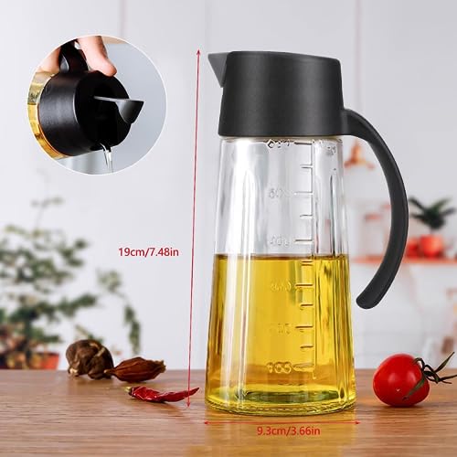 MUAC 650ml Glass Oil and Vinegar Dispenser Bottle with Automatic Opening and Closing |Free Spot Measuring Oil Dispenser Bottle for Pouring Olive Oil, Vinegar, Soya Sauce, etc. - Image 2
