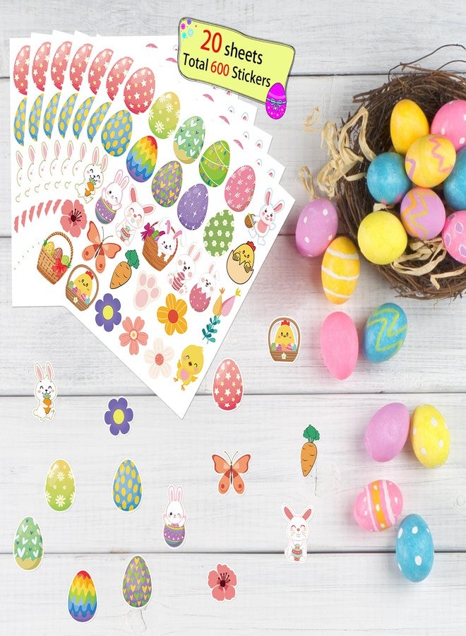 Lucleag 600 PCS Easter Stickers for Kids, Cute Easter Stickers for Crafts, Assorted Pattern Bunny Egg Chick Flower Stickers for Holiday Spring Gift for Kids Party Favor Supplies Decor - Image 3