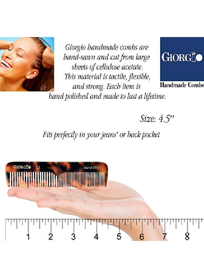 Giorgio G21 Double Tooth Small Hair Pocket Comb Fine/Wide Tooth Comb For Hair Beard And Mustache Coarse/Fine Hair Styling Grooming Comb For Men Women And Kids Saw Cut Handmade And Polished - Image 4
