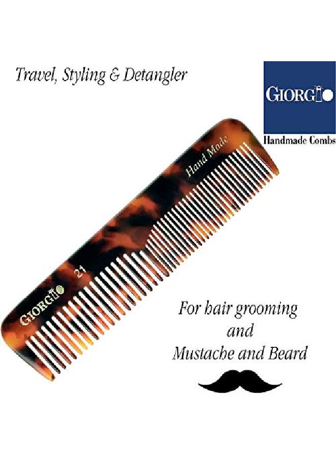 Giorgio G21 Double Tooth Small Hair Pocket Comb Fine/Wide Tooth Comb For Hair Beard And Mustache Coarse/Fine Hair Styling Grooming Comb For Men Women And Kids Saw Cut Handmade And Polished - Image 5