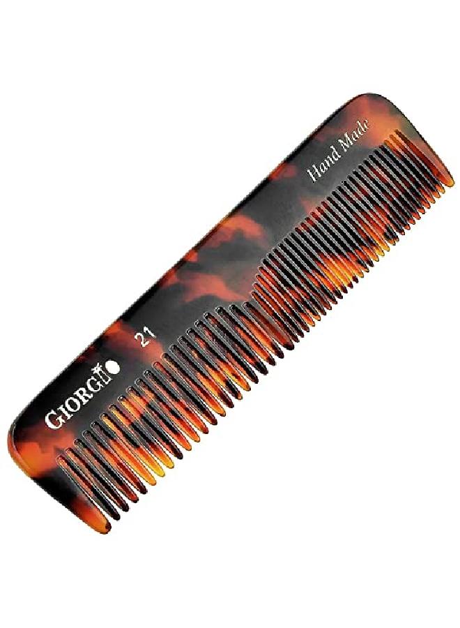 Giorgio G21 Double Tooth Small Hair Pocket Comb Fine/Wide Tooth Comb For Hair Beard And Mustache Coarse/Fine Hair Styling Grooming Comb For Men Women And Kids Saw Cut Handmade And Polished - Image 1