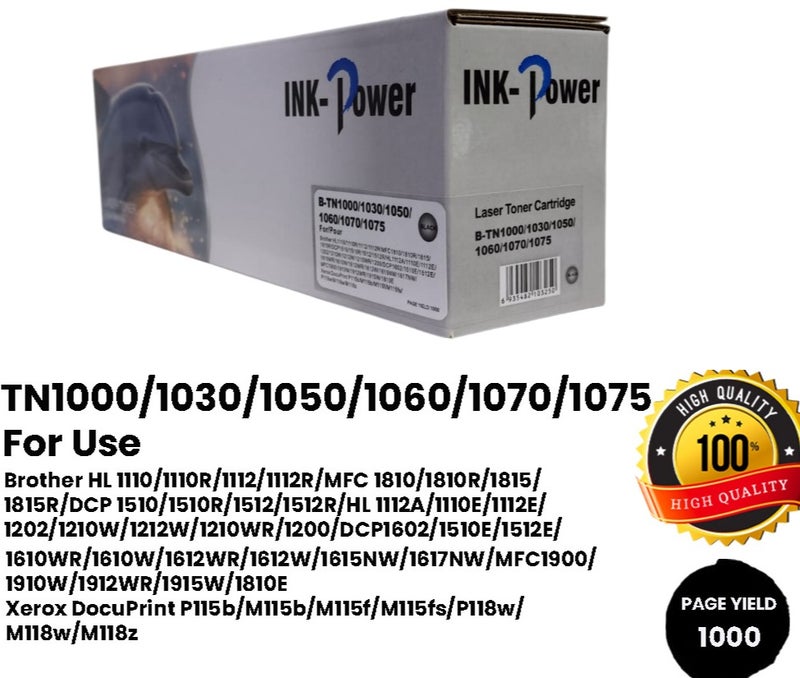 اينك باور خرطوشة حبر أسود Brother TN1000 لطابعات Brother، HL-1110/1112A/1210/1212، DCP-1510/1512/1610/1612، MFC1810/1815/1990 - Image 1