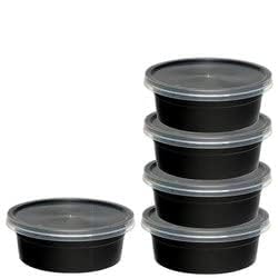 SHOP  SHOPPEE SHOP & SHOPPEE Reusable Plastic Food Container Bowl/Tub with Air Tight Leakproof Transparent Lid for Food Delivery & Storage, Kitchen Use, Fridge/Dishwasher/Microwave Safe- 250ml (Pack of 25, Black) - Image 1