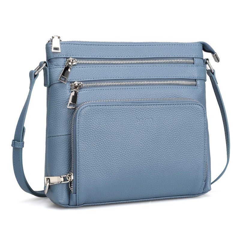 befen Genuine Leather Crossbody Bags for Women, Woman Crossbody Shoulder Purses Travel Purse with Built in RFID Blocking Wallet Blue - Image 1