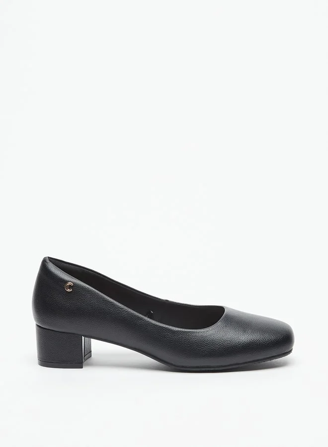 Le Confort Textured Slip-On Shoes with Block Heels