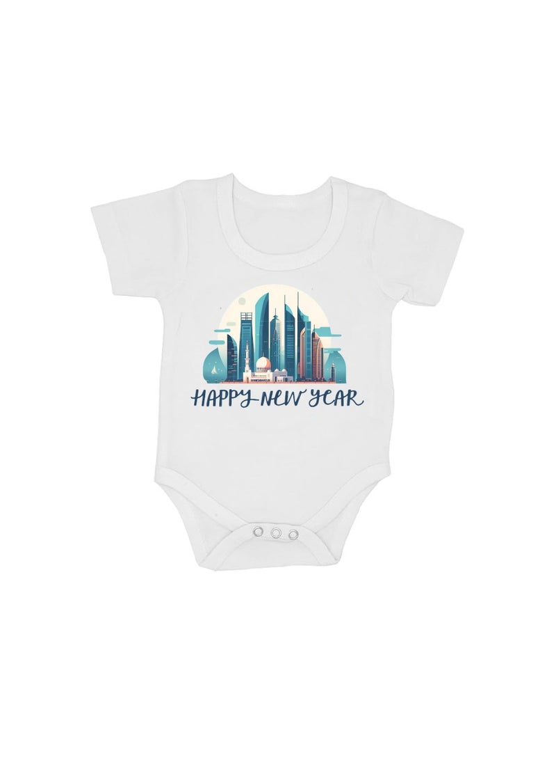Abu Dhabi New Year's Soft Cotton Baby Onesie Bodysuit Short Sleeve-Perfect Outfit Celebration For New Year-Gift For Baby Shower - Image 1