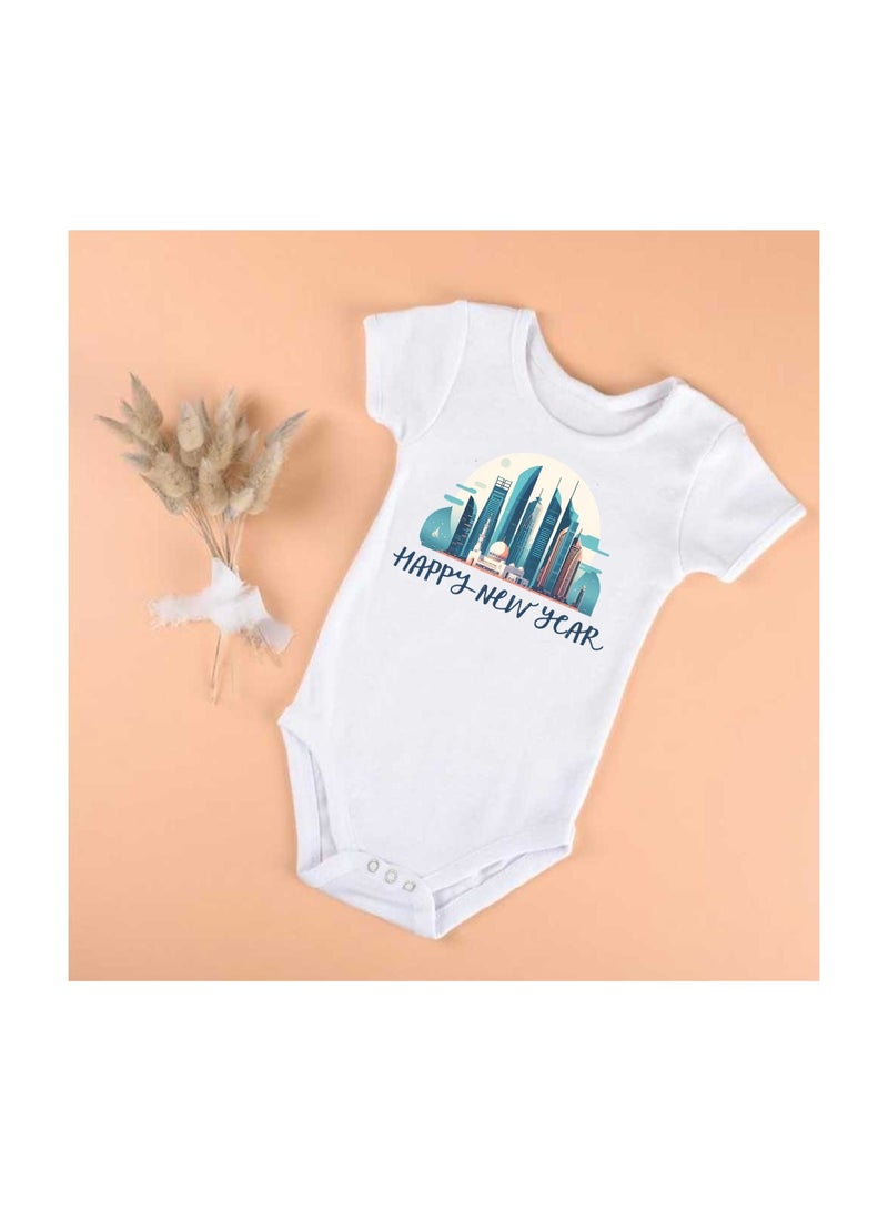 Abu Dhabi New Year's Soft Cotton Baby Onesie Bodysuit Short Sleeve-Perfect Outfit Celebration For New Year-Gift For Baby Shower - Image 3