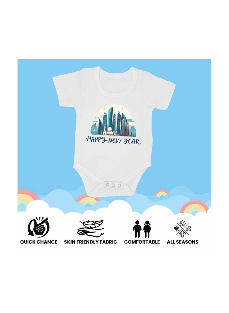 Abu Dhabi New Year's Soft Cotton Baby Onesie Bodysuit Short Sleeve-Perfect Outfit Celebration For New Year-Gift For Baby Shower - Image 5