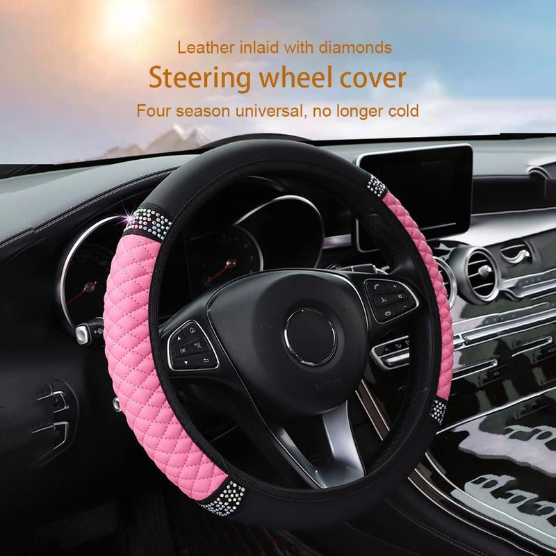 WLERIR Microfiber Leather Steering Wheel Cover with Anti-Slip Lining Universal Car Accessory for Steering Wheel with a Diameter of 14.5-15 inch (Pink) - Image 5