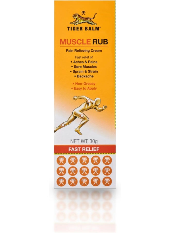 TIGER Balm Muscle Rub | Relieves Sore Muscles, Sprains and Strains | For Pre-Sports Warm Up | Non-Greasy and Easy To Apply | 30gm - Image 1