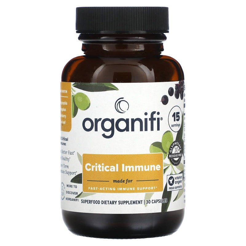 Organifi Organifi Critical Immune Superfood Immune Support Blend 30 Capsules Powerful Blend of Elderberry Andrographis Astragalus and Olive Leaf Extract Rich in Vitamin C and Antioxidants