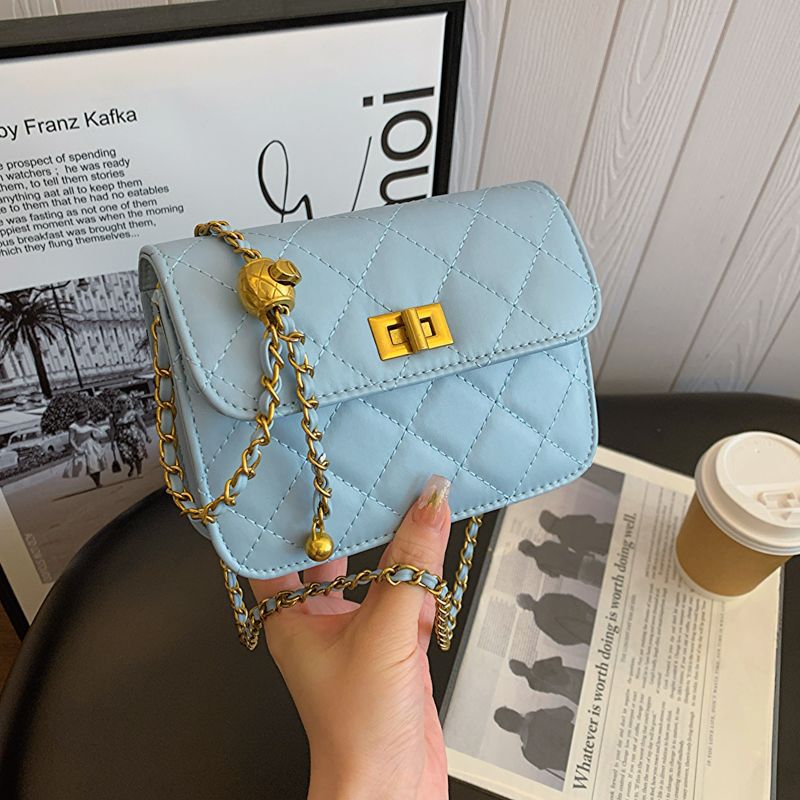 Zzz Small Bag Women'S Summer All-Match Fashionable Textile Niche Fashionable Rhombic Chain Shoulder Crossbody Bag - Image 1