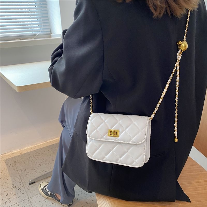 Zzz Small Bag Women'S Summer All-Match Fashionable Textile Niche Fashionable Rhombic Chain Shoulder Crossbody Bag - Image 5