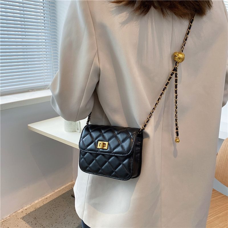 Zzz Small Bag Women'S Summer All-Match Fashionable Textile Niche Fashionable Rhombic Chain Shoulder Crossbody Bag - Image 2