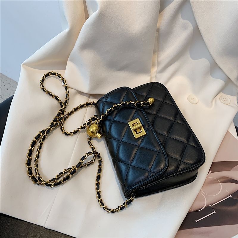 Zzz Small Bag Women'S Summer All-Match Fashionable Textile Niche Fashionable Rhombic Chain Shoulder Crossbody Bag - Image 3