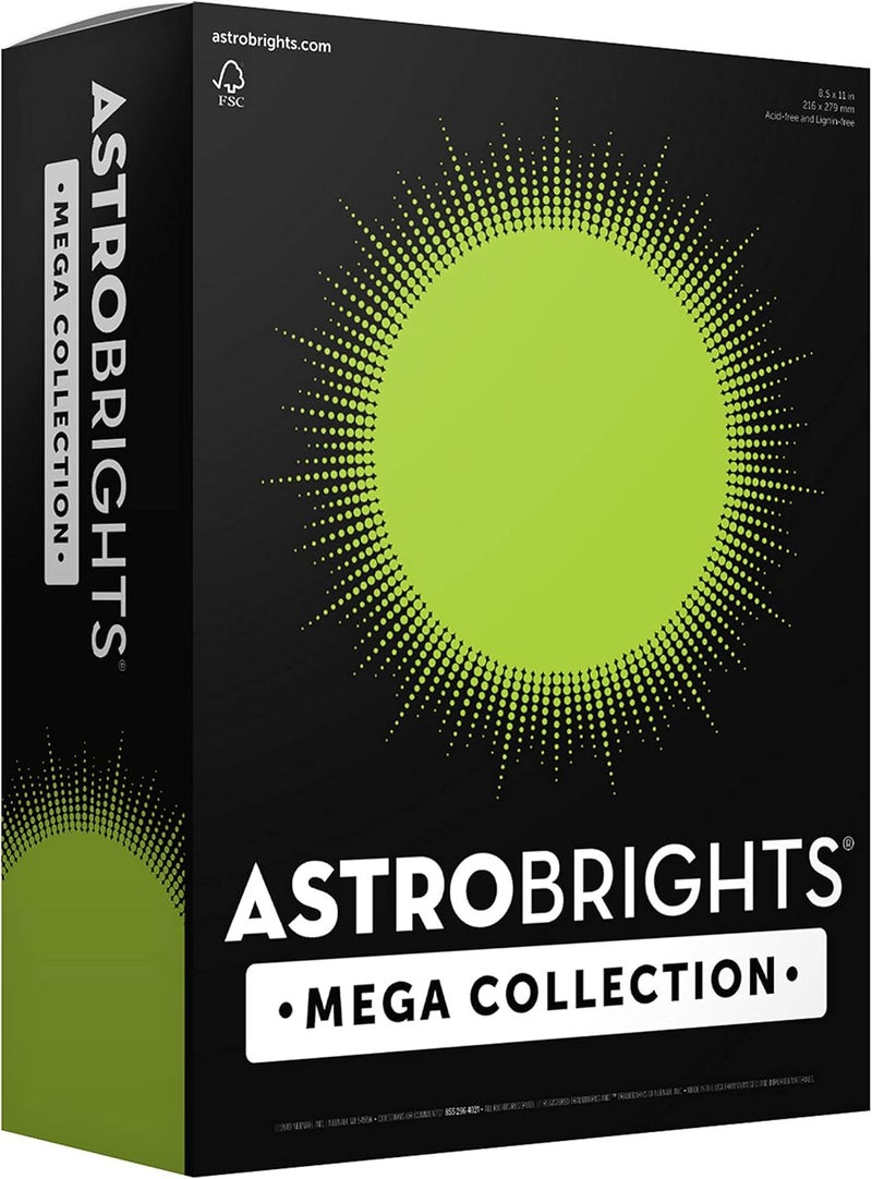 Astrobrights Mega Collection, Colored Paper, Bright Green, 625 Sheets, 24 lb/89 gsm, 8.5" x 11" - MORE SHEETS! (91622) - Image 1
