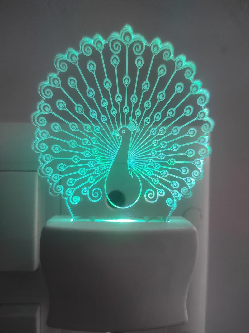 UNJIYA 3D Wonderful Peacock Design Night Lamp (3 Inch) - Image 1