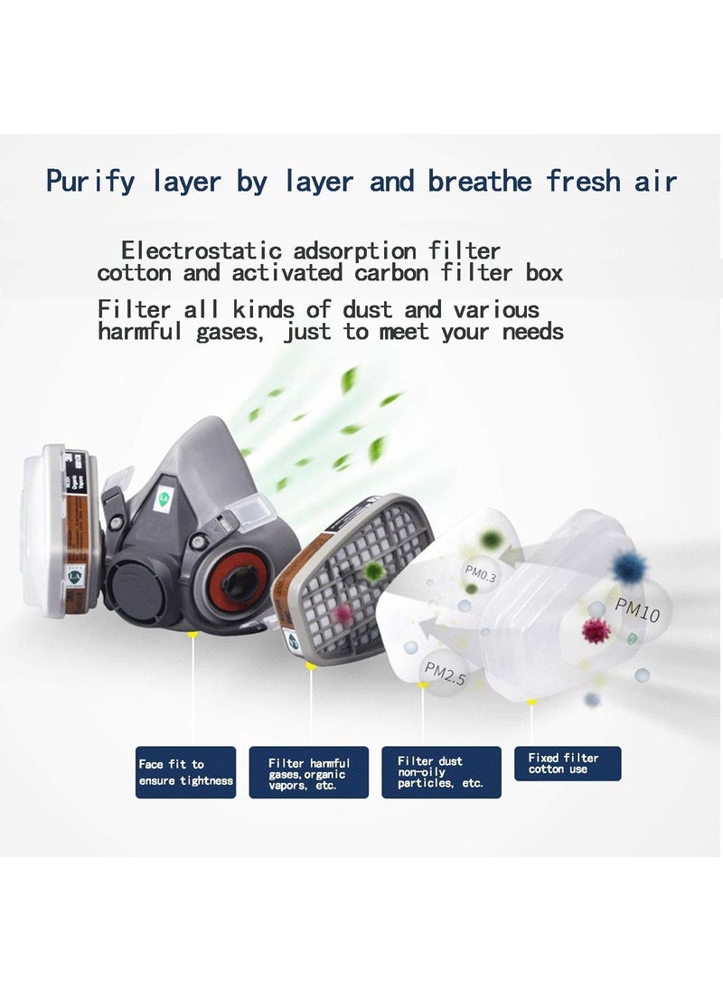 Bayleef Bayleef Respirator Mask Reusable Half Face Cover Gas Mask Paint Face Cover Face Shield with Filters for Painting Organic Vapor Welding Polishing Woodworking and Other Work Protection  - Image 4