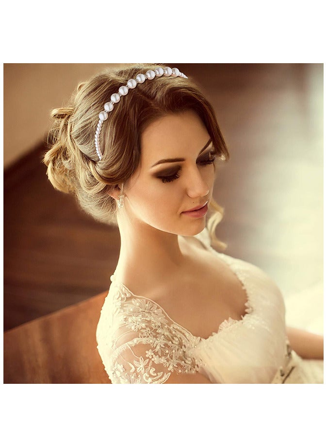 4 قطع عصابات رأس من اللؤلؤ أزياء عصابات رأس لؤلؤ أزياء لؤلؤ إكسسوارات شعر الزفاف - Image 5